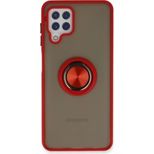 Mey İthalat Mey Ithalat®  Samsung Galaxy A22 Kılıf Montreal Yüzüklü Silikon Kapak - Kırmızı