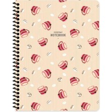 Keskin Color Çizgili 16X22 cm 80 Yaprak Karton Kapak Telli Defter 60 Gram Beyaz Sayfa Coffee Çok Renkli Tek Ebat Orta Boy Spiralli Çizgili Konsept Defterler Karton A5 80 Yaprak
