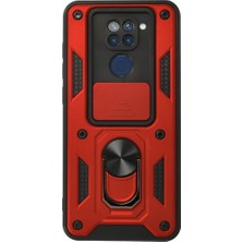 Alvera   Note 9 Kılıf Pars Lens Yüzüklü  - Kırmızı