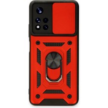 Alvera  Po M4 Pro 5g Kılıf Pars Lens Yüzüklü  - Kırmızı