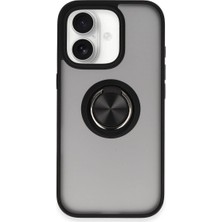 Alvera  Iphone 16 Kılıf Montreal Yüzüklü  Kapak - Siyah