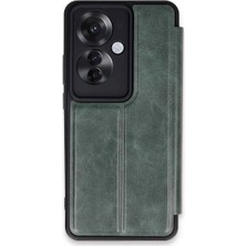Alvera Reno 11F Kılıf Flip Cover - Koyu Yeşil