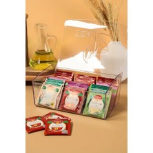 Poomy 6 Bölmeli Şeffaf Çay Kutusu Organizer – Çok Amaçlı Saklama Kutusu