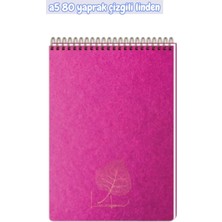 Keskin Color A5 Çizgili Linden Bloknot Defter 80 Yaprak Pembe Tek Ebat Orta Boy Spiralli Çizgili Not Defteri Karton A5 80 Yaprak