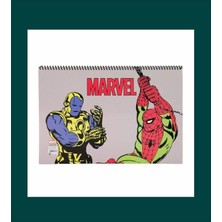 Keskin Color 25X35 cm 15 Yaprak Resim Defteri Üstten Açılmalı Perfore Kopartılabilir Sayfalar Marvel Gri Tek Ebat Orta Boy Spiralli Çizgisiz Resim Defterleri Karton A3 16 Yaprak