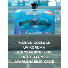 Deniz Havuz Yüzücü Gözlüğü Uv Koruma Polykarbon Lens Latex Içermez Ayarlanabilir Kayış Yeşil 1 Unisex