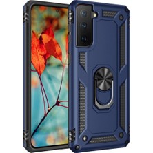 Alvera  Galaxy S21 Kılıf Sofya Yüzüklü  Kapak - Lacivert