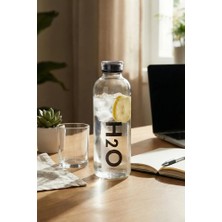 Poomy 1 Lt Borosilikat Cam Matara - Isıya Dayanıklı Sızdırmaz Su Şişesi 1000 ml