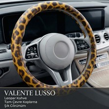 Valente Lusso  Leopar Desenli Geçmeli Direksiyon Kılıfı  Beyaz-Pembe-Kahverengi Renk Seçeneği ile Yüksek Kaliteli Hammadde (38-40CM)