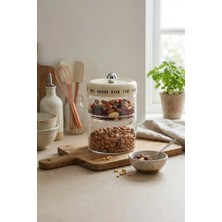 Poomy Bej Kapaklı 2 Katlı Cam Kavanoz - Kuru Yemiş ve Atıştırmalık Saklama Kabı