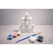 En Art Masal Şatosu Biblo Boyama Seti – Taş Tozu Figür, 5 Renk Akrilik Boya & Fırça Dahil | Dıy Hobi ve Hediye Seti