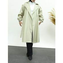 Moda Morfo Düğmesiz Kemerli Standart Bonding Kap  -Bej