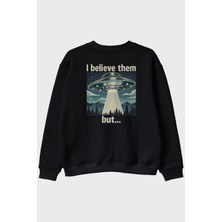 Nuugg I Believe Them But Siyah Bisiklet Yaka Sweatshirt