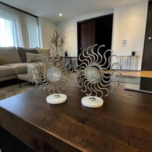 Sleep Nova Çift Spiral Metal Heykel – Lüks Salon & Ofis Dekor Objesi