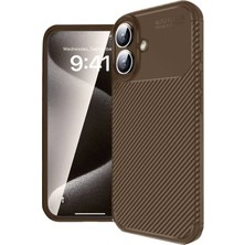 Alvera  Iphone 16 Kılıf Auto Fus Karbon Kapak - Kahverengi