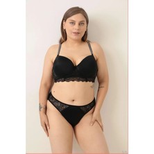 Pink Cadillac Taş ve Dantel Detaylı Battal Beden Sütyen Takımı