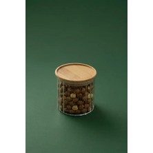 Poomy 200 ml Bambu Kapaklı Borosilikat Cam Kavanoz Erzak Saklama Kabı