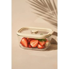 Poomy Vakumlu Cam Beslenme Kutusu Mikrodalga Uyumlu Sızdırmaz Kapaklı Kahvaltılık 470 ml