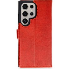 Alvera  Galaxy S24 Ultra Kılıf Trend S Plus Kapaklı Kılıf - Kırmızı