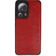 Alvera  Mi 13 Lite Kılıf Loop Deri  - Kırmızı