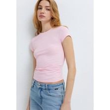 Mavi Pembe Basic Crop Tişört 1613942-89200