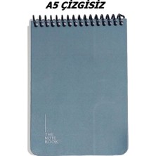 Keskin Color 14X20 cm A5 Çizgisiz 96 Yaprak Telli Sert Karton Kapak Defter The Notebook Mavi Tek Ebat Orta Boy Spiralli Çizgisiz Not Defteri Sert A5 96 Yaprak