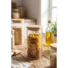 Poomy Bambu Kapaklı Vakumlu Cam Kavanoz 300 ml Saklama Kabı Baharatlık