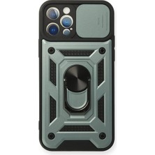 Alvera 12 Pro Kılıf Pars Lens Yüzüklü - Yeşil