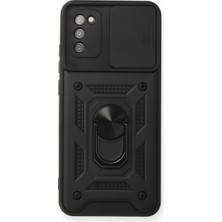 Alvera Galaxy A02S Kılıf Pars Lens Yüzüklü - Siyah