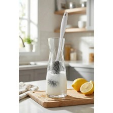 Poomy Silikon Şişe Fırçası Uzun Saplı Biberon Matara Sürahi Temizleme Fırçası Hijyenik Fırça