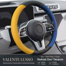 Valente Lusso Geçmeli Direksiyon Kılıfı Taraftar Serisi Sarı-Mavi - Perfore Dokulu & Takım Ruhu (38-40CM)
