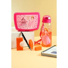 Poomy Okul Beslenme Seti Kız Çocuk Prensesli Beslenme Kabı ve 500 ml Matara