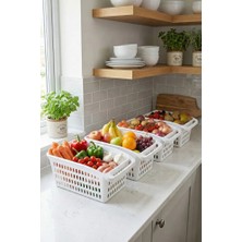 Poomy 4'lü Set Mutfak ve Buzdolabı Içi Düzenleyici Sepet - Çok Amaçlı Beyaz Saklama Kutusu Organizer