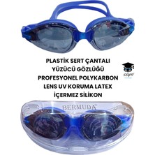 Çantalı Yüzücü Gözlüğü Profesyonel Polykarbon Lens Uv Koruma Latex Içermez Silikon Lacivert Tek Ebat 1'li