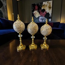 Sleep Nova Golden Mosaic Küre Dekoratif Obje Seti – Altın Detaylı Lüks Modern 3’lü Masa Üstü Ev & Ofis Aksesuarı