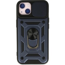 Alvera  Iphone 14 Kılıf Pars Lens Yüzüklü  - Lacivert