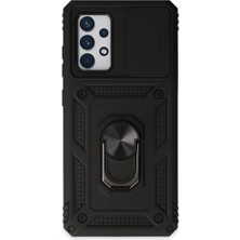 Alvera Galaxy A72 Kılıf Pars Lens Yüzüklü - Siyah