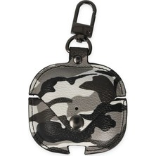 Senson Apple Airpods 3 (3.nesil) Çanta Kamuflaj Deri Kılıf - Gri