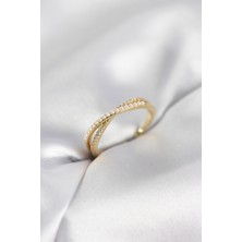 LTG Nova Incili Zirkon Taşlı Gold Renk Kadın Yüzük