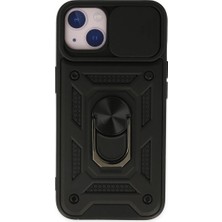 Alvera  Iphone 14 Kılıf Pars Lens Yüzüklü  - Siyah