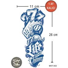 Trakya Tattoo 1 Ay Kalıcı Dövme Büyük Boy Yarım Kol 777 One Life Geçici Dövme