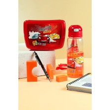 Poomy Erkek Çocuk Beslenme Seti Araba Temalı Okul Beslenme Kutusu ve Pipetli Suluk Okul ve Kreş Seti