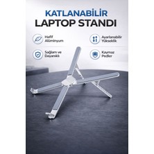 Rose Teknoloji Katlanabilir Alüminyum Laptop ve Tablet Standı Ayarlanabilir Kaymaz Kademeli Yükselik Kaymaz Yüzey Ergonomik Stand