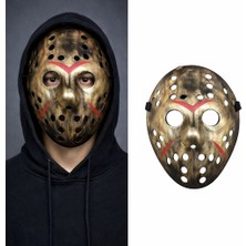 Flamex Bakır Renk Kırmızı Çizgili Tam Yüz Hokey Jason Maskesi Hannibal Maskesi
