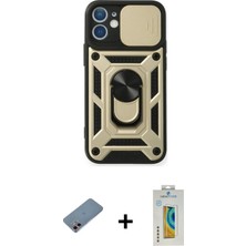 DS LLC Ieg™ iPhone 12 Mini Kılıf Ahenk Klasik - Siyah Polymer Nano Ekran Koruyucu + Pembe Shine Kamera