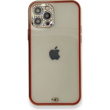 Senson Apple Iphone 12 Pro Kılıf Liva Taşlı Silikon - Kırmızı