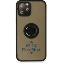 Senson Apple Iphone 12 Pro Max Kılıf Montreal Yüzüklü Silikon Kapak - Siyah