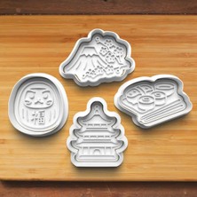 Hobist Japon Temalı 4'lü Set Kurabiye ve Şeker Hamuru Kalıbı