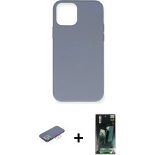 DS LLC Ieg™ iPhone 12 Pro Max Kılıf Ahenk Serisi - Şeffaf 360 Full Body Arka Koruyucu + Mavi Renkli Ka