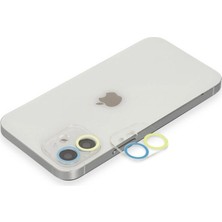 Senson Apple Iphone 12 Mini Renkli Kamera Lens Koruma Cam - Sarı-Mavi